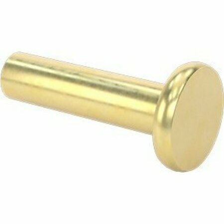 BSC PREFERRED Brass Flat Head Solid Rivets 1/8 Diameter for 0.438 Maximum Material Thickness, 100PK 97500A115